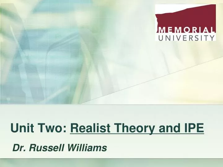 unit two realist theory and ipe