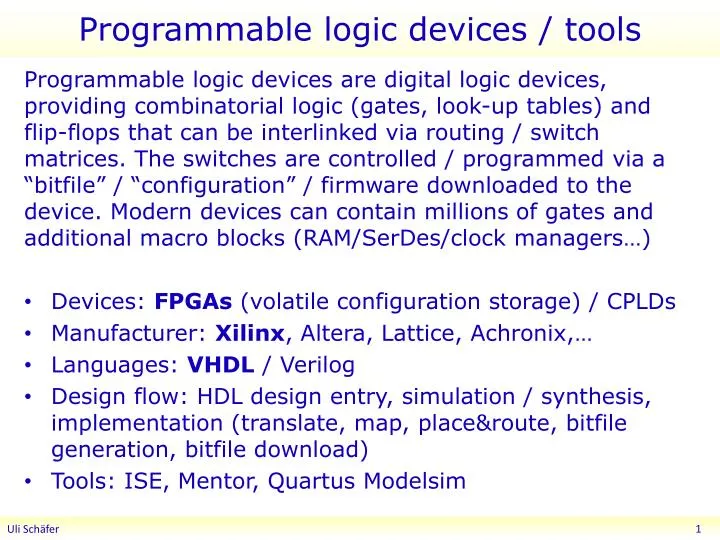 programmable logic devices tools