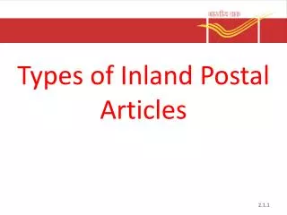 Types of Inland Postal Articles