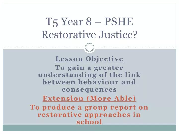 t5 year 8 pshe restorative justice