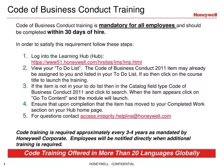 code of business conduct training
