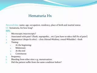 Hematuria Hx