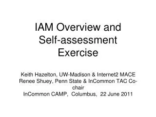 IAM Overview and Self-assessment Exercise