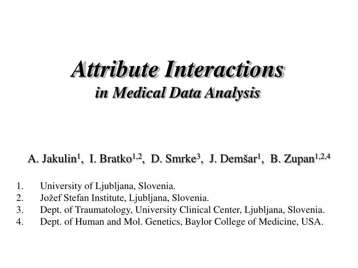 attribute interactions in medical data analysis