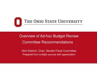 Overview of Ad-hoc Budget Review Committee Recommendations