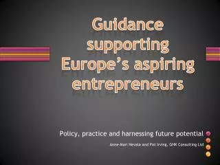 Guidance supporting Europe’s aspiring entrepreneurs