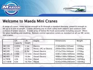 Welcome to Maeda Mini Cranes