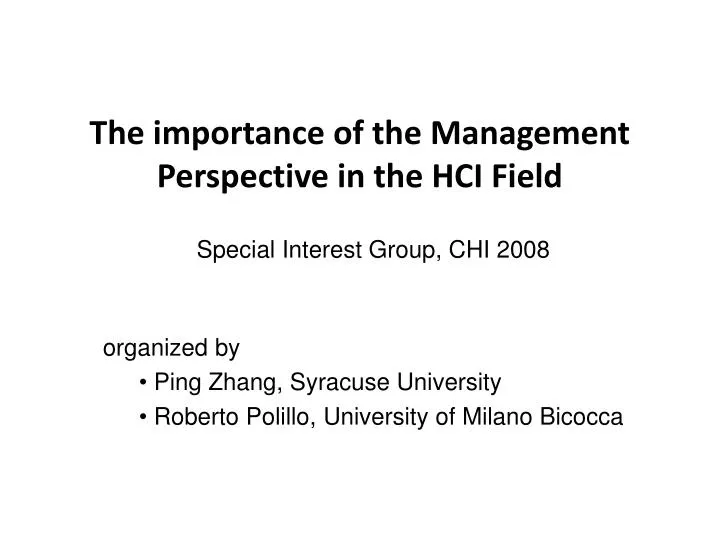 the importance of the management perspective in the hci field