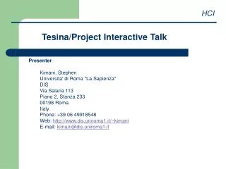 Tesina/Project Interactive Talk