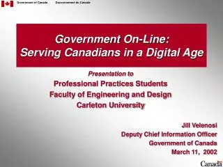 Government On-Line: Serving Canadians in a Digital Age