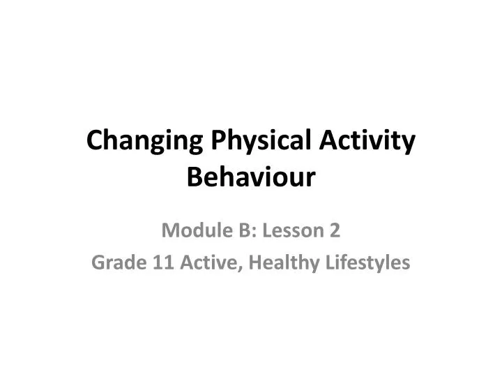 changing physical activity behaviour