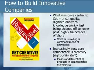 How to Build Innovative Companies