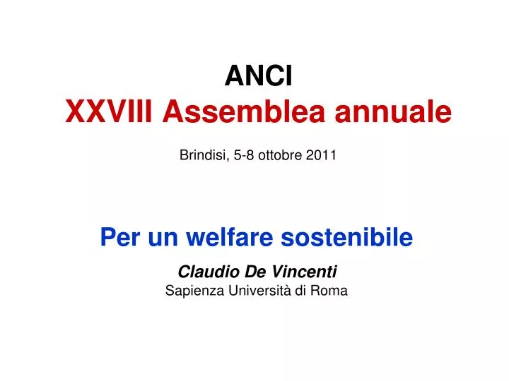 anci xxviii assemblea annuale brindisi 5 8 ottobre 2011