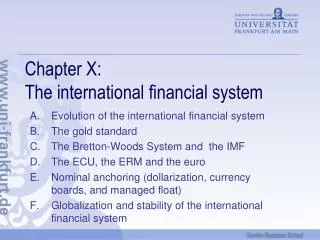 Chapter X: The international financial system