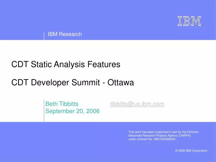 cdt static analysis features cdt developer summit ottawa