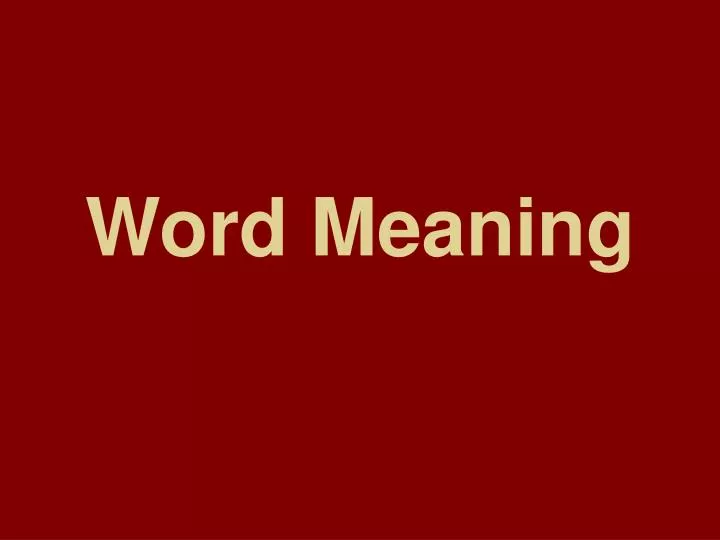 word meaning
