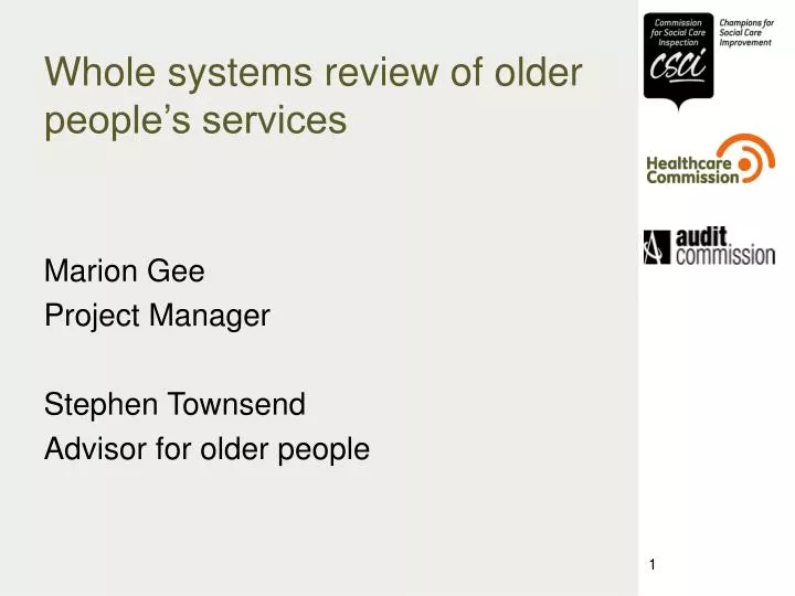 whole systems review of older people s services