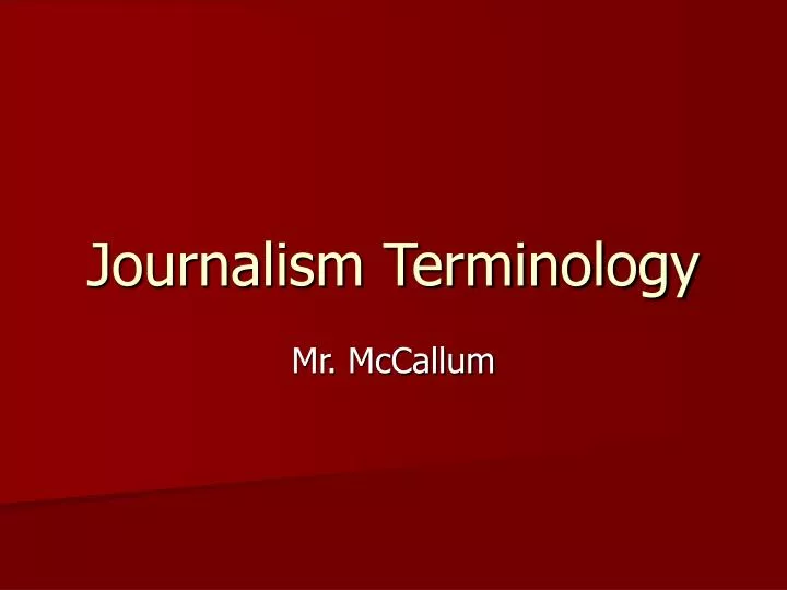 journalism terminology