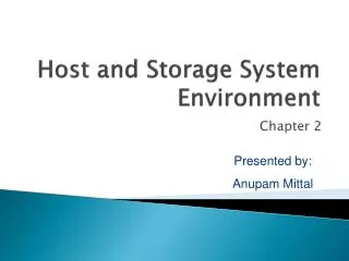 Host and Storage System Environment