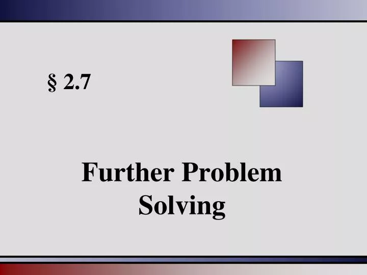 further problem solving