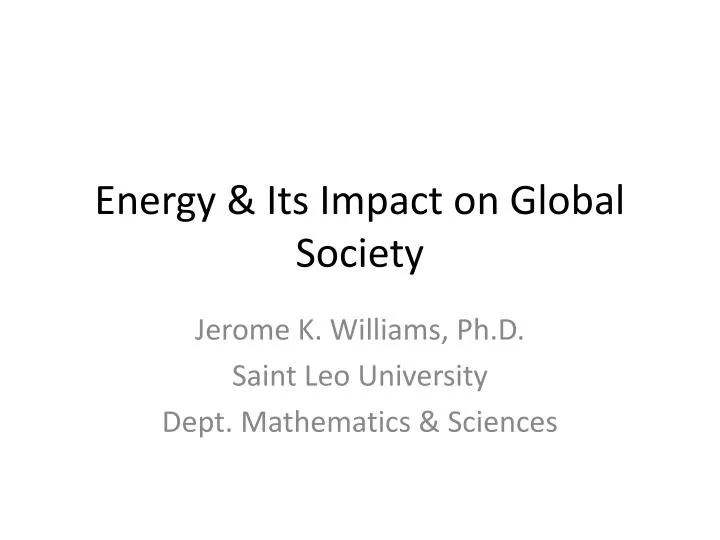 energy its impact on global society