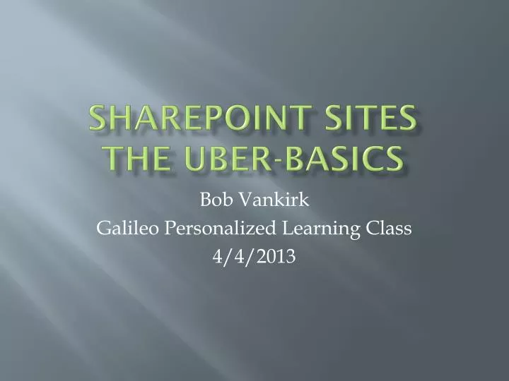 sharepoint sites the uber basics