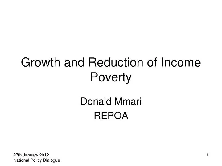 growth and reduction of income poverty