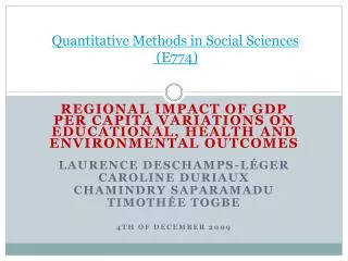 Quantitative Methods in Social Sciences (E774)