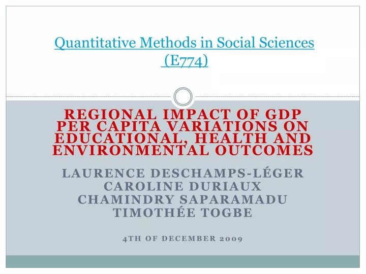 quantitative methods in social sciences e774
