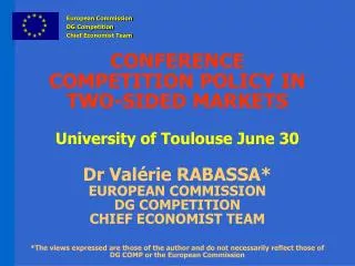 European Commission DG Competition Chief Economist Team