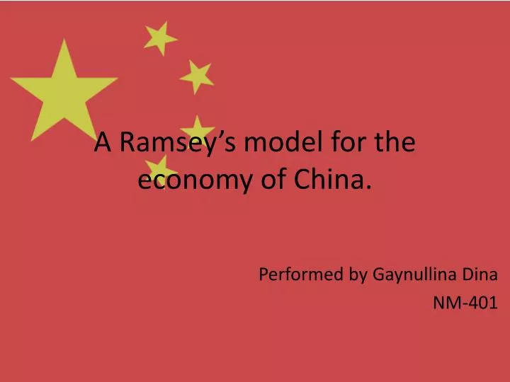 a ramsey s model for the economy of china