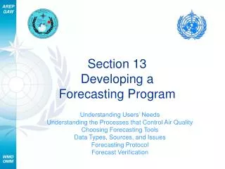 Section 13 Developing a Forecasting Program