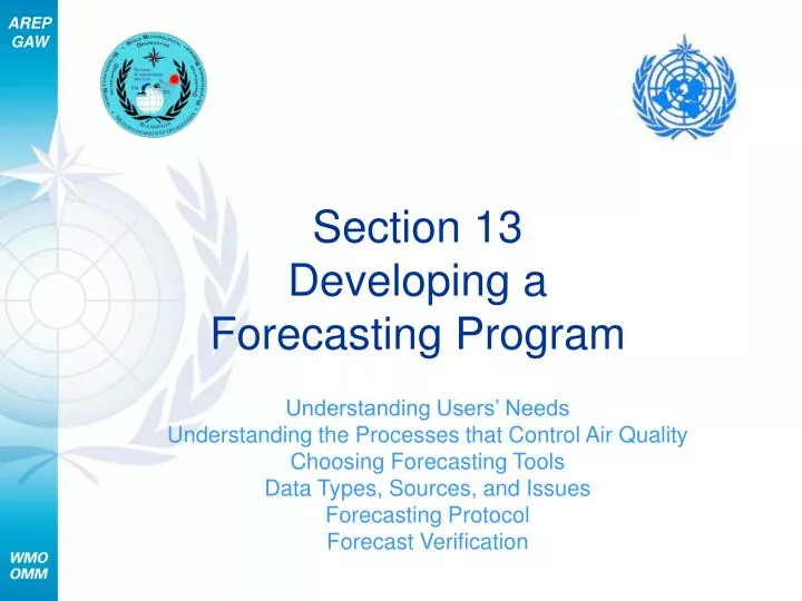 section 13 developing a forecasting program