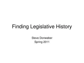 Finding Legislative History