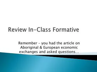 Review In-Class Formative
