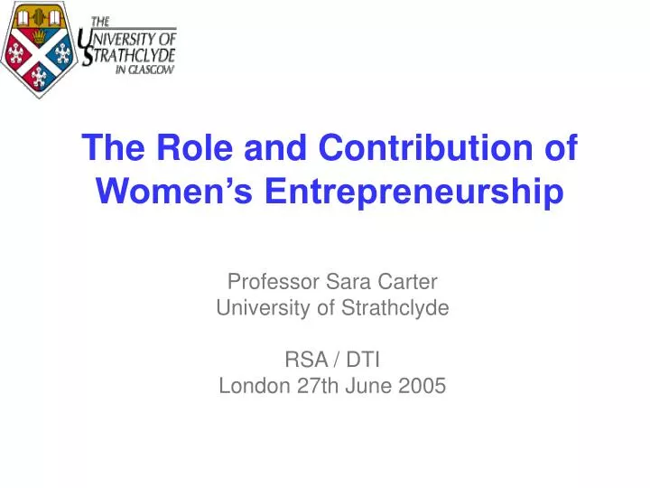 the role and contribution of women s entrepreneurship