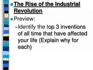 The Rise of the Industrial Revolution Preview: