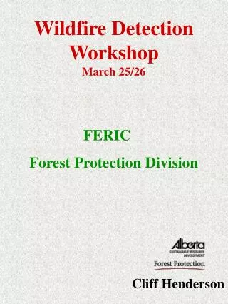 Wildfire Detection Workshop March 25/26
