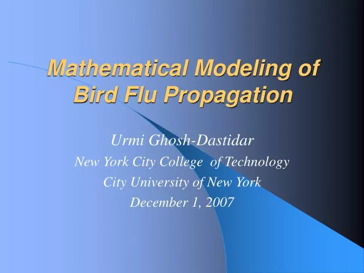 mathematical modeling of bird flu propagation