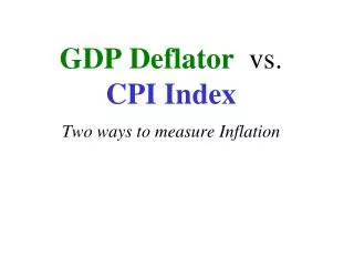GDP Deflator vs. CPI Index