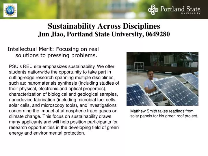 sustainability across disciplines jun jiao portland state university 0649280