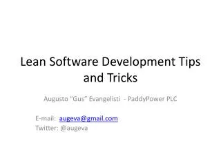 Lean Software Development Tips and Tricks
