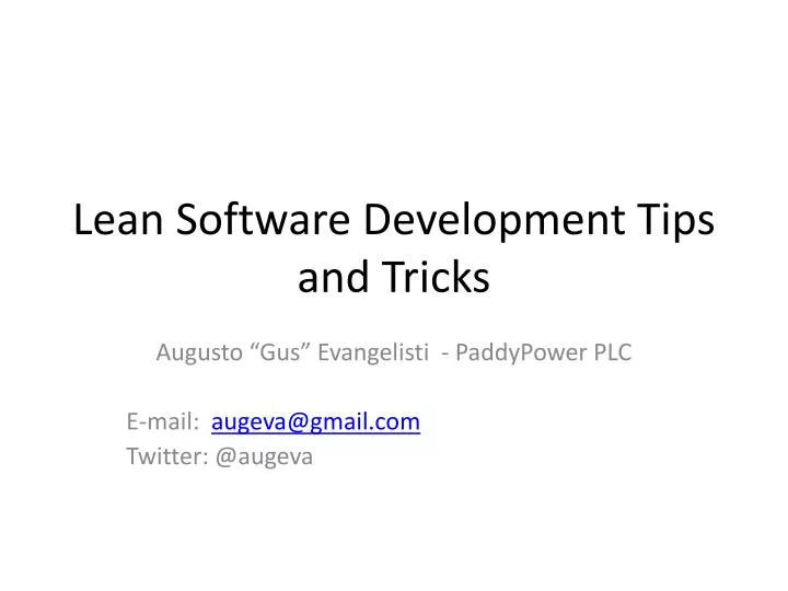 lean software development tips and tricks