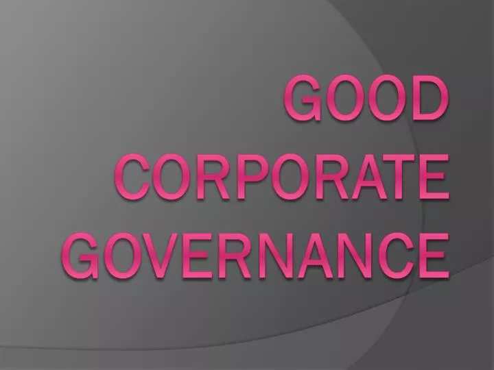 good corporate governance