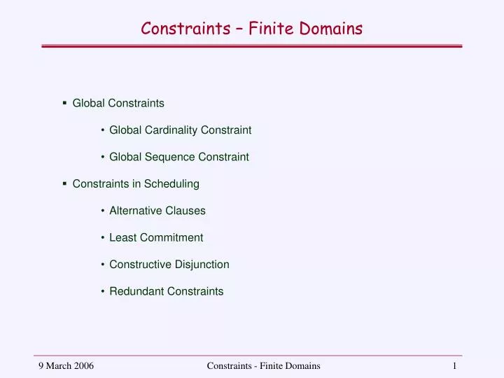 constraints finite domains