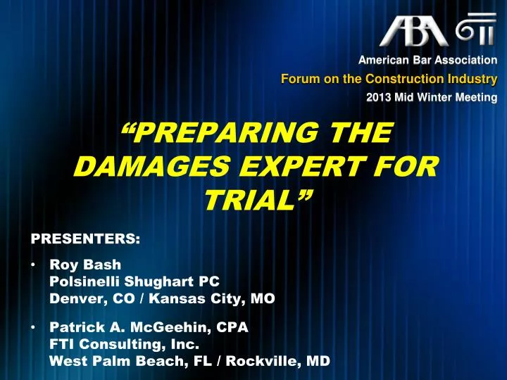 preparing the damages expert for trial