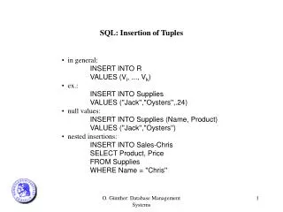 SQL: Insertion of Tuples
