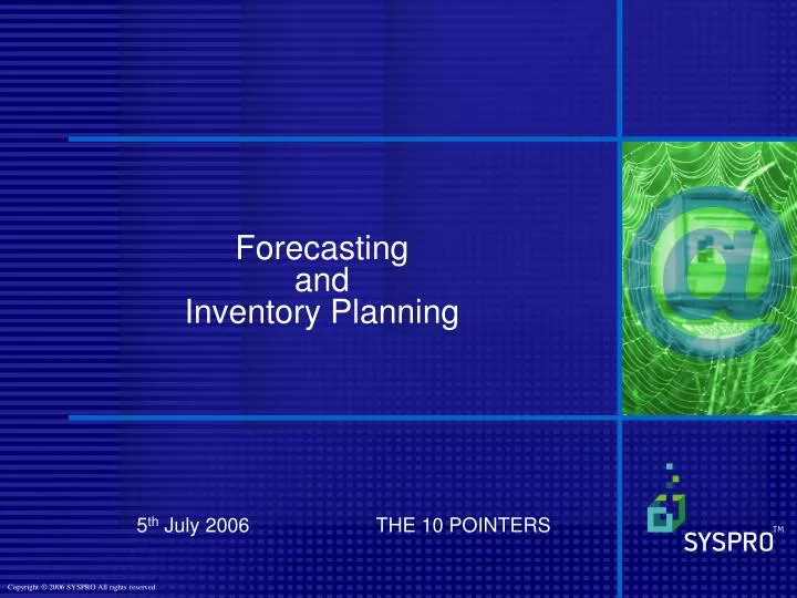 forecasting and inventory planning