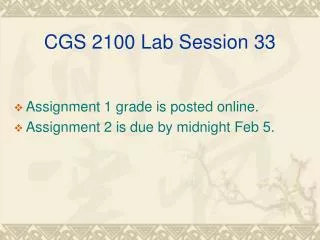 CGS 2100 Lab Session 33