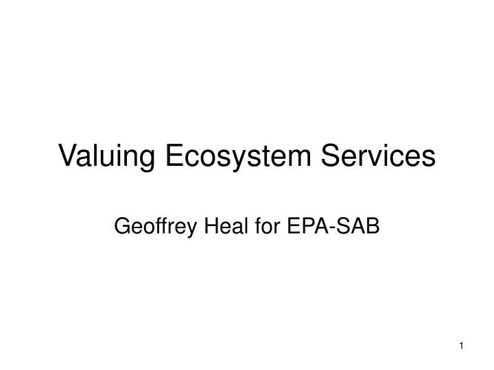 valuing ecosystem services